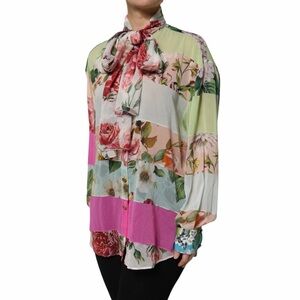 Dolce & Gabbana Floral Patchwork Blouse with Bow